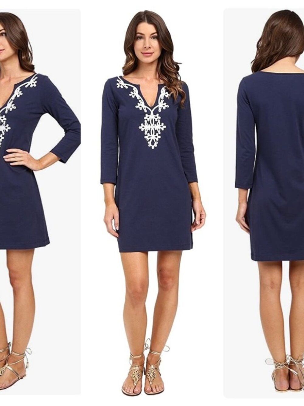 Lilly Pulitzer Navy Tunic Dress with White Embroidery